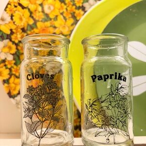 Vintage set of 2 Wheaton Glass Spice Jars